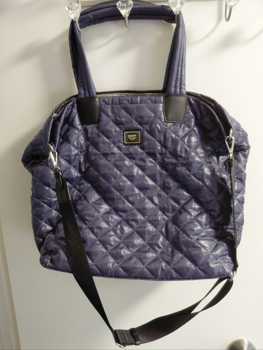 DKNY Quilted Nylon Tote Bag in Deep Navy